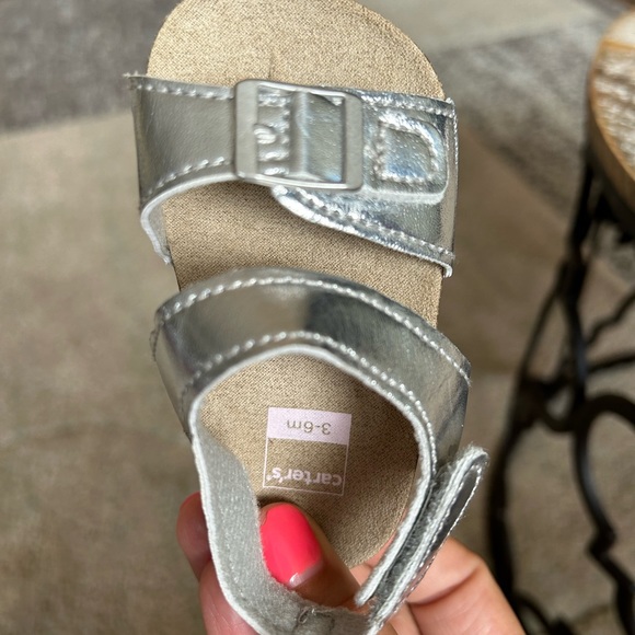 Carter’s Baby Girl Silver Sandals- 3-6 months - Picture 5 of 7